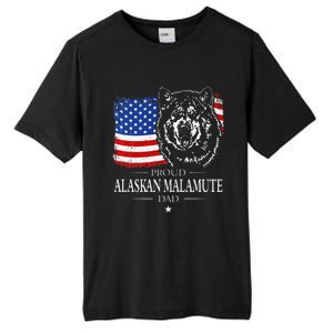 Proud Alaskan Malamute Dad American Flag Patriotic Dog Gift Tall Fusion ChromaSoft Performance T-Shirt