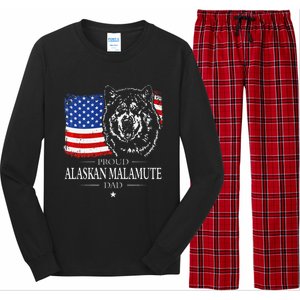 Proud Alaskan Malamute Dad American Flag Patriotic Dog Gift Long Sleeve Pajama Set