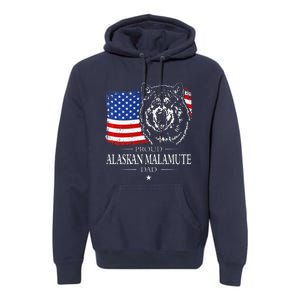 Proud Alaskan Malamute Dad American Flag Patriotic Dog Gift Premium Hoodie