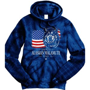 Proud Alaskan Malamute Dad American Flag Patriotic Dog Gift Tie Dye Hoodie