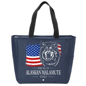 Proud Alaskan Malamute Dad American Flag Patriotic Dog Gift Zip Tote Bag