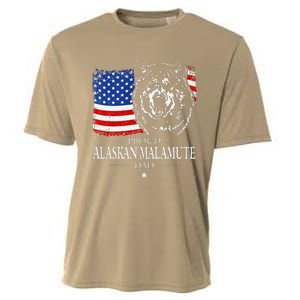 Proud Alaskan Malamute Dad American Flag Patriotic Dog Gift Cooling Performance Crew T-Shirt