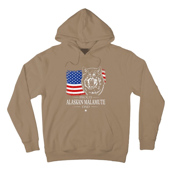 Proud Alaskan Malamute Dad American Flag Patriotic Dog Gift Hoodie