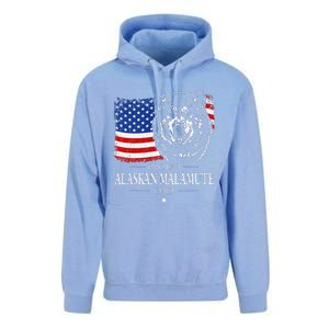 Proud Alaskan Malamute Dad American Flag Patriotic Dog Gift Unisex Surf Hoodie