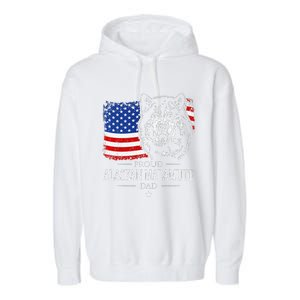 Proud Alaskan Malamute Dad American Flag Patriotic Dog Gift Garment-Dyed Fleece Hoodie