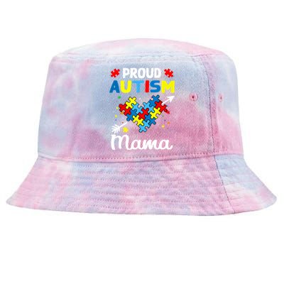 Proud Autism Mama Love Support Accept Heart Gift Tie-Dyed Bucket Hat