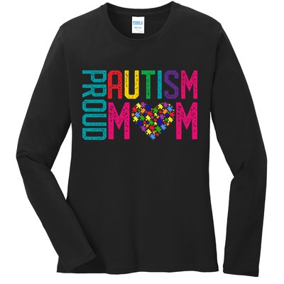 Proud Autism Mom Autism Awareness Day Month Ladies Long Sleeve Shirt