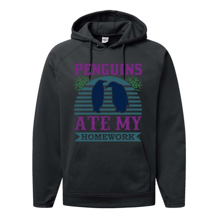 Penguins Ate My Homework Performance Fleece Hoodie