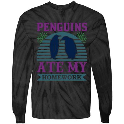 Penguins Ate My Homework Tie-Dye Long Sleeve Shirt