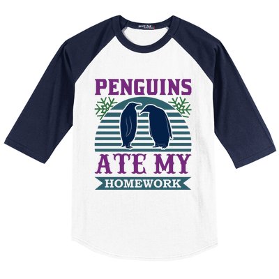 Penguins Ate My Homework Baseball Sleeve Shirt