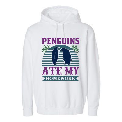 Penguins Ate My Homework Garment-Dyed Fleece Hoodie