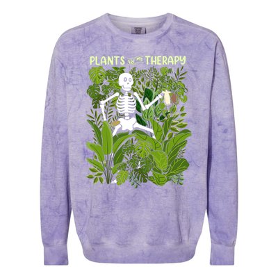 Plants Are My Therapy Colorblast Crewneck Sweatshirt