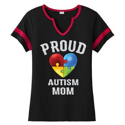 Proud Autism Mom Autism Awareness Funny Gift For Mommy Mama Meaningful Gift Ladies Halftime Notch Neck Tee