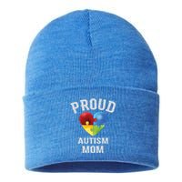 Proud Autism Mom Autism Awareness Funny Gift For Mommy Mama Meaningful Gift Sustainable Knit Beanie