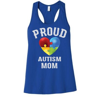 Proud Autism Mom Autism Awareness Funny Gift For Mommy Mama Meaningful Gift Women's Racerback Tank