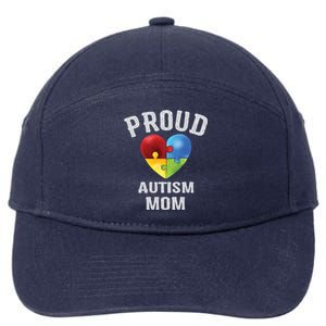 Proud Autism Mom Autism Awareness Funny Gift For Mommy Mama Meaningful Gift 7-Panel Snapback Hat