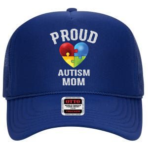 Proud Autism Mom Autism Awareness Funny Gift For Mommy Mama Meaningful Gift High Crown Mesh Back Trucker Hat