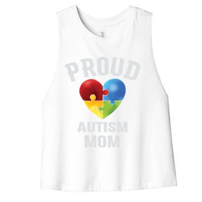 Proud Autism Mom Autism Awareness Funny Gift For Mommy Mama Meaningful Gift Women's Racerback Cropped Tank