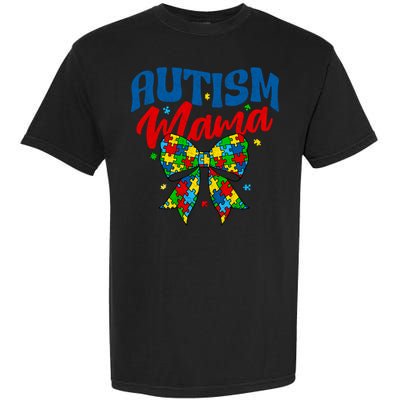 Proud Autism Mama - Autism Awareness Coquette Bow Autism Mom Gift Garment-Dyed Heavyweight T-Shirt