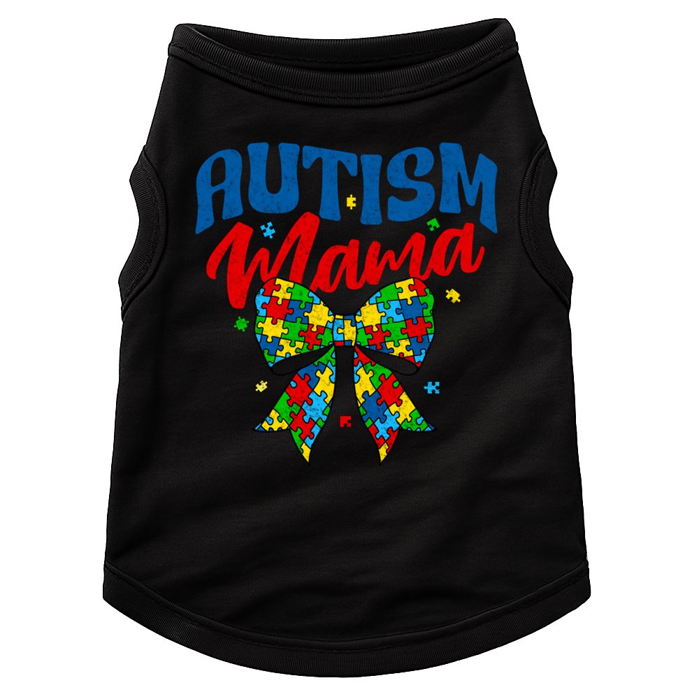 Proud Autism Mama - Autism Awareness Coquette Bow Autism Mom Gift Doggie Tank
