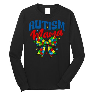 Proud Autism Mama - Autism Awareness Coquette Bow Autism Mom Gift Long Sleeve Shirt