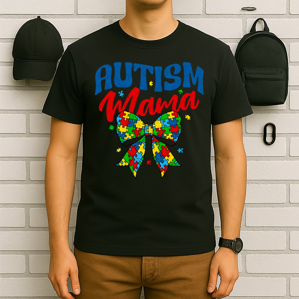 Proud Autism Mama - Autism Awareness Coquette Bow Autism Mom Gift T-Shirt