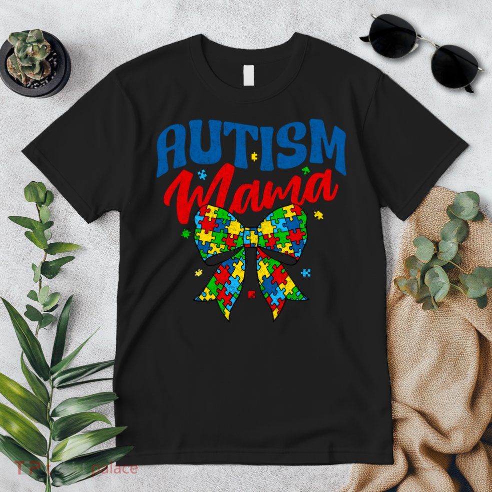 Proud Autism Mama - Autism Awareness Coquette Bow Autism Mom Gift Premium T-Shirt