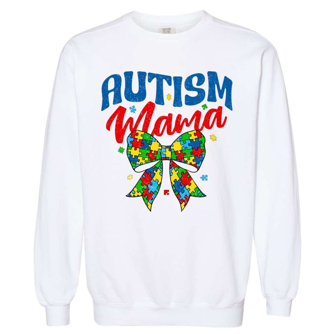 Proud Autism Mama - Autism Awareness Coquette Bow Autism Mom Gift Garment-Dyed Sweatshirt