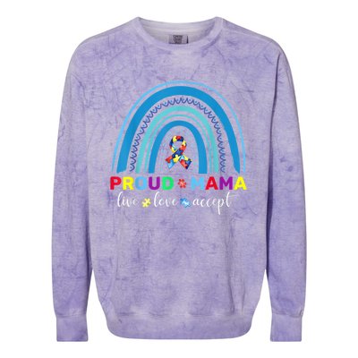 Proud Autism Mom Blue Rainbow Proud Mama Autism Awareness Funny Gift Colorblast Crewneck Sweatshirt