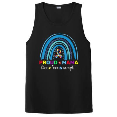 Proud Autism Mom Blue Rainbow Proud Mama Autism Awareness Funny Gift PosiCharge Competitor Tank