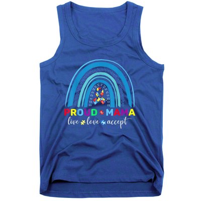 Proud Autism Mom Blue Rainbow Proud Mama Autism Awareness Funny Gift Tank Top