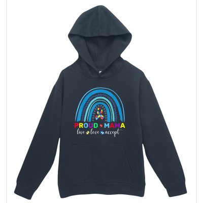 Proud Autism Mom Blue Rainbow Proud Mama Autism Awareness Funny Gift Urban Pullover Hoodie