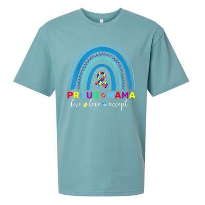 Proud Autism Mom Blue Rainbow Proud Mama Autism Awareness Funny Gift Sueded Cloud Jersey T-Shirt