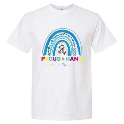 Proud Autism Mom Blue Rainbow Proud Mama Autism Awareness Funny Gift Garment-Dyed Heavyweight T-Shirt