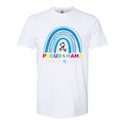 Proud Autism Mom Blue Rainbow Proud Mama Autism Awareness Funny Gift Softstyle CVC T-Shirt