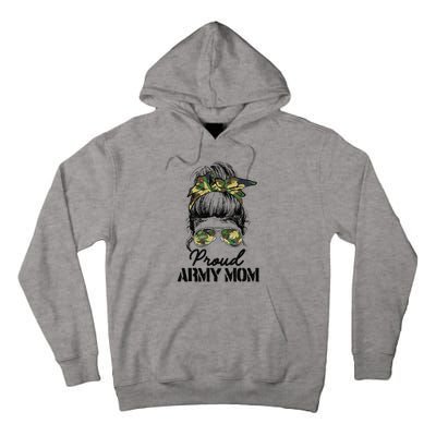 Proud Army Mom Camouflage Messy Bun Soldier Mother's Day Tall Hoodie