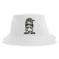 Proud Army Mom Camouflage Messy Bun Soldier Mother's Day Sustainable Bucket Hat