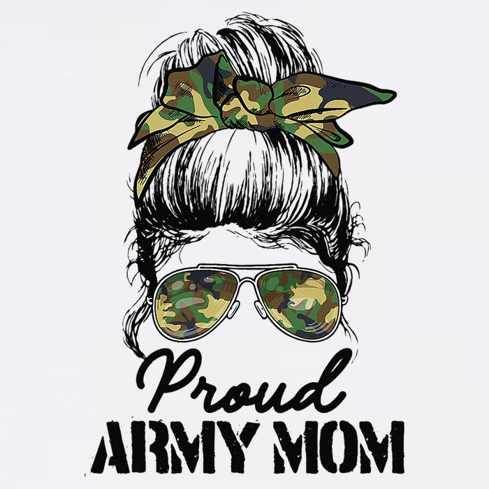 Proud Army Mom Camouflage Messy Bun Soldier Mother's Day Sustainable Bucket Hat