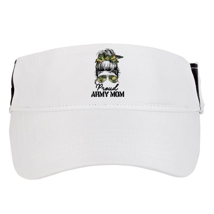 Proud Army Mom Camouflage Messy Bun Soldier Mother's Day Adult Drive Performance Visor