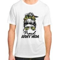 Proud Army Mom Camouflage Messy Bun Soldier Mother's Day Adult ChromaSoft Performance T-Shirt