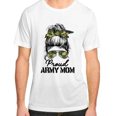 Proud Army Mom Camouflage Messy Bun Soldier Mother's Day Adult ChromaSoft Performance T-Shirt