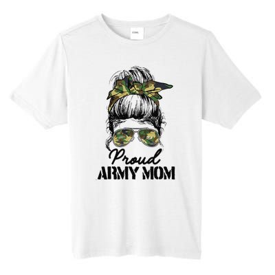 Proud Army Mom Camouflage Messy Bun Soldier Mother's Day Tall Fusion ChromaSoft Performance T-Shirt