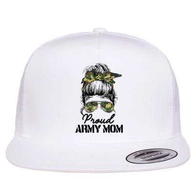 Proud Army Mom Camouflage Messy Bun Soldier Mother's Day Flatbill Hat