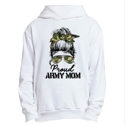 Proud Army Mom Camouflage Messy Bun Soldier Mother's Day Urban Pullover Hoodie