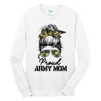 Proud Army Mom Camouflage Messy Bun Soldier Mother's Day Tall Long Sleeve T-Shirt