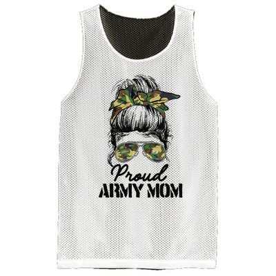 Proud Army Mom Camouflage Messy Bun Soldier Mother's Day Mesh Reversible Basketball Jersey Tank