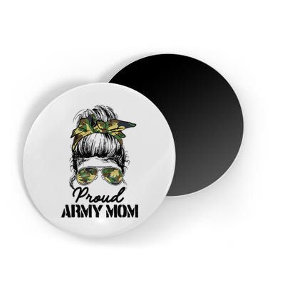 Proud Army Mom Camouflage Messy Bun Soldier Mother's Day Magnet