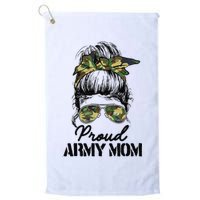 Proud Army Mom Camouflage Messy Bun Soldier Mother's Day Golf Towel