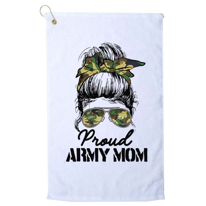 Proud Army Mom Camouflage Messy Bun Soldier Mother's Day Golf Towel