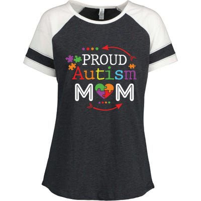 Proud Autism Mom Mama Mother Puzzle Piece Heart Great Gift Enza Ladies Jersey Colorblock Tee